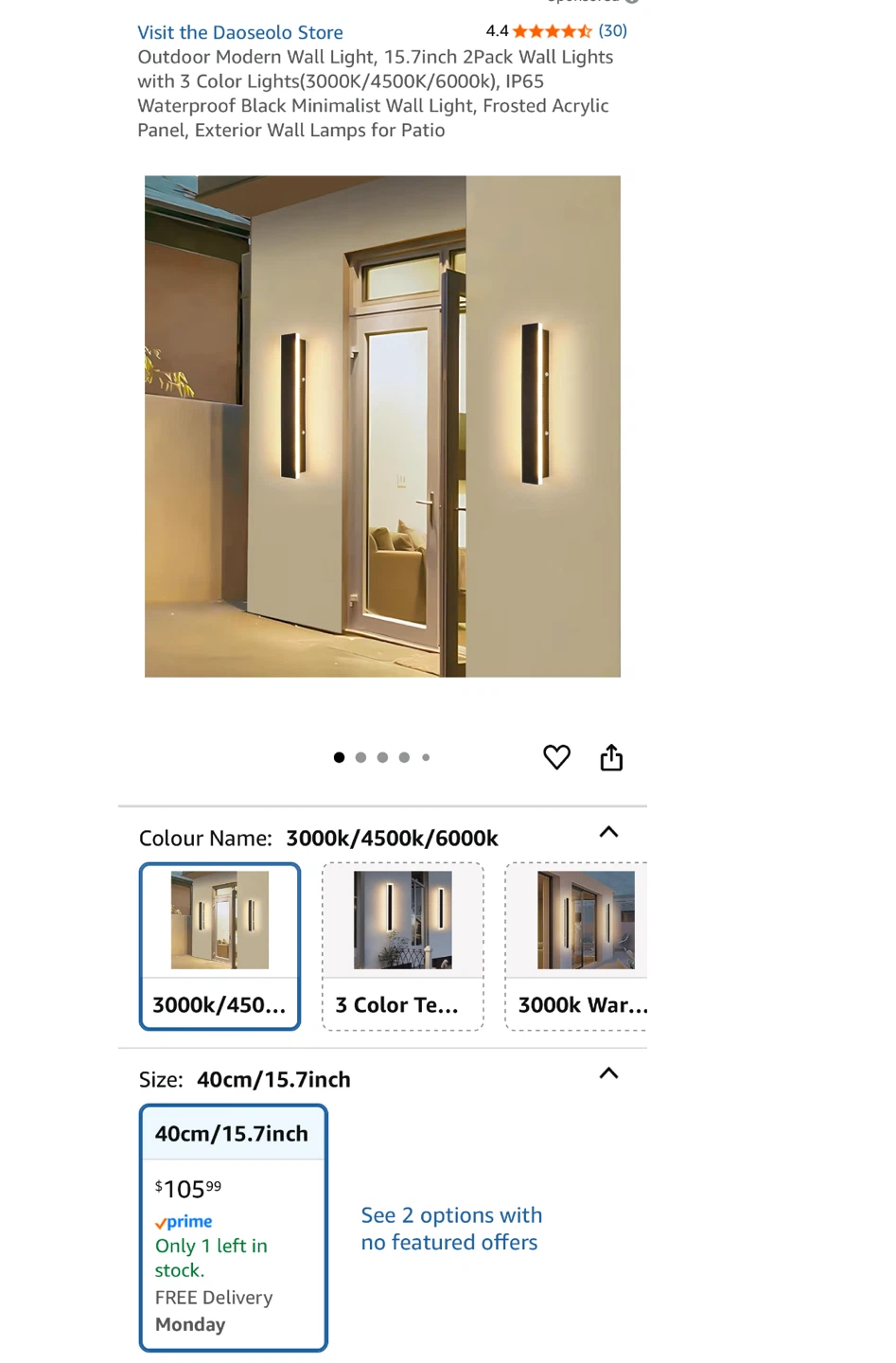 Set of 2 Bracket Light Outdoor Modern Wall Light