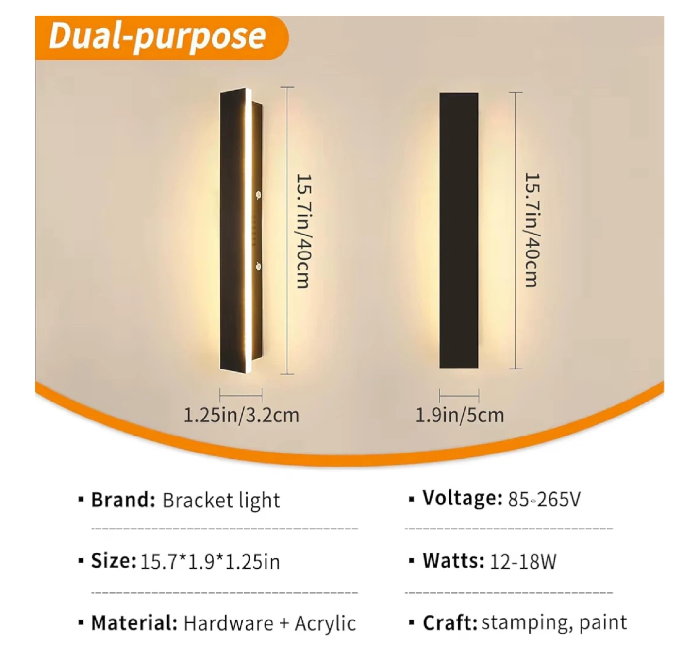Set of 2 Bracket Light Outdoor Modern Wall Light - photo 5