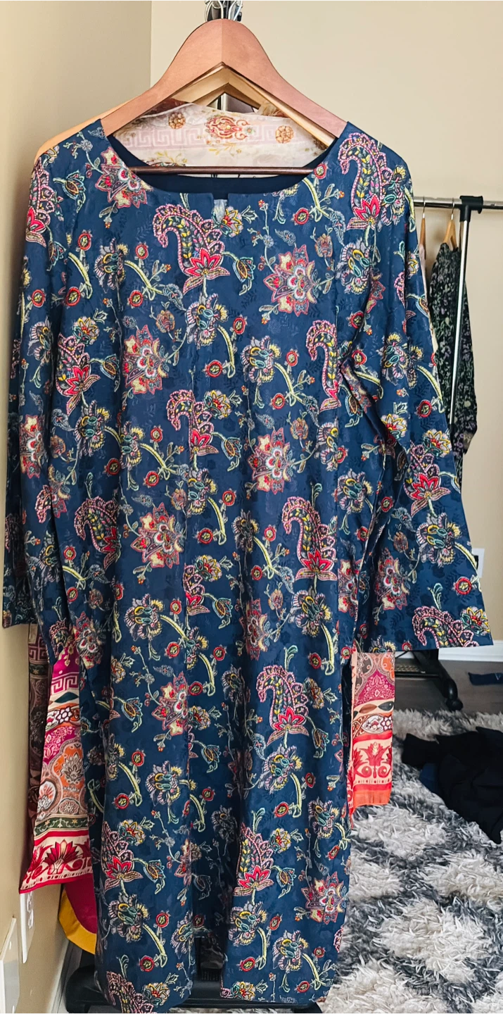 Viscose Jacquard Floral Print Kurta Shalwar Kameez - photo 2
