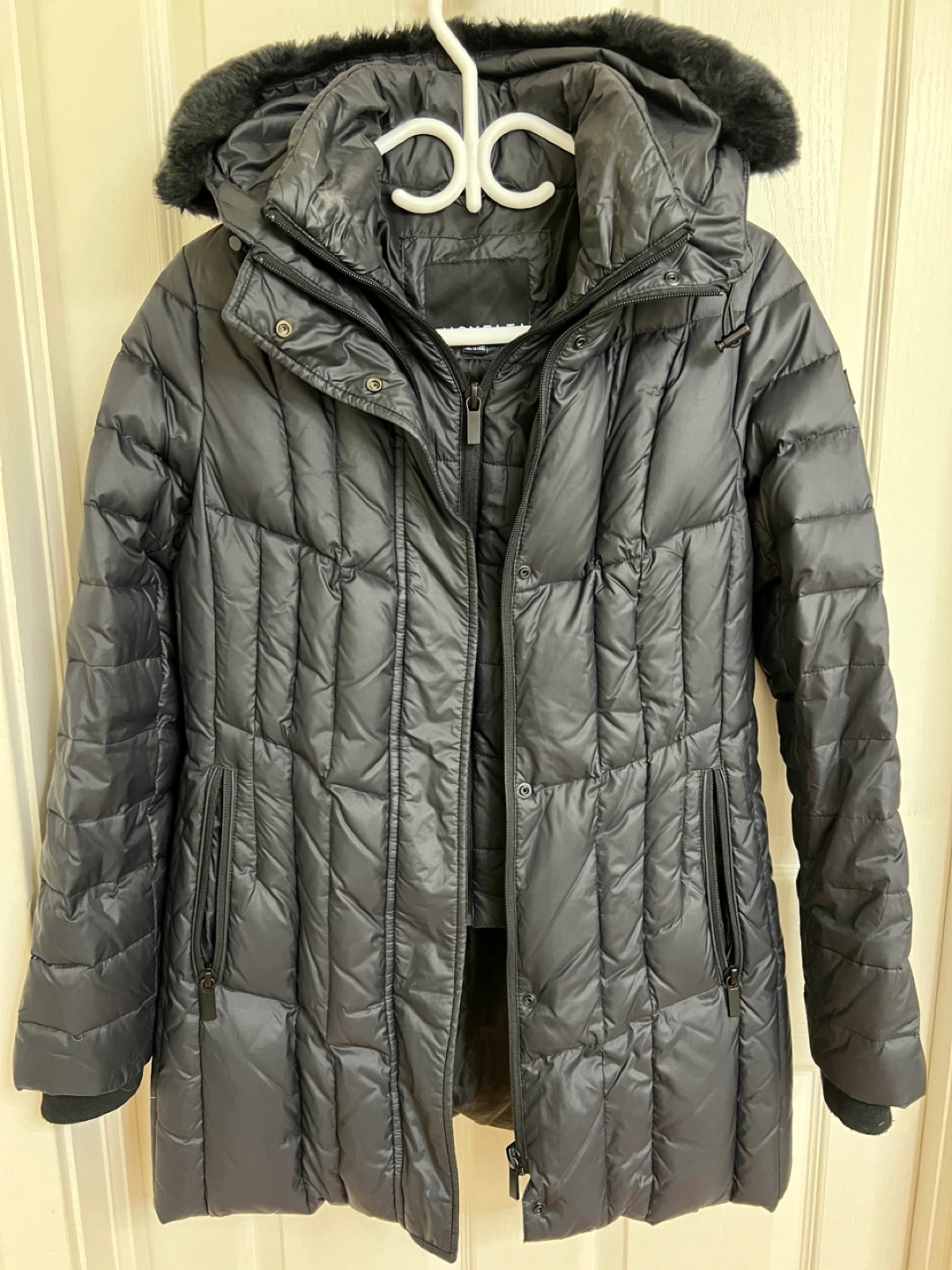 XS Down Puffer Coat with Faux Fur Hood