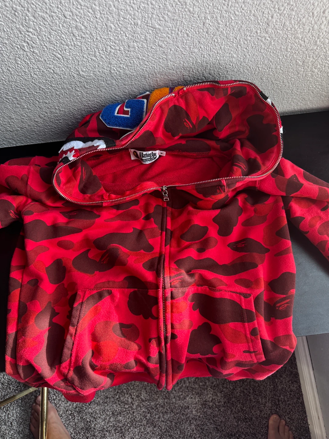 Bathing Ape (BAPE) Red Camo Shark Hoodie - photo 4
