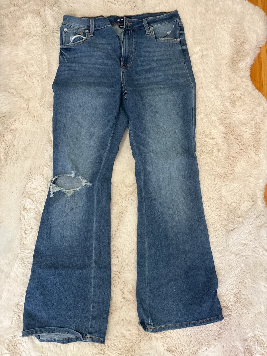 Aeropostale Ripped High Rise Flare Jeans thumbnail