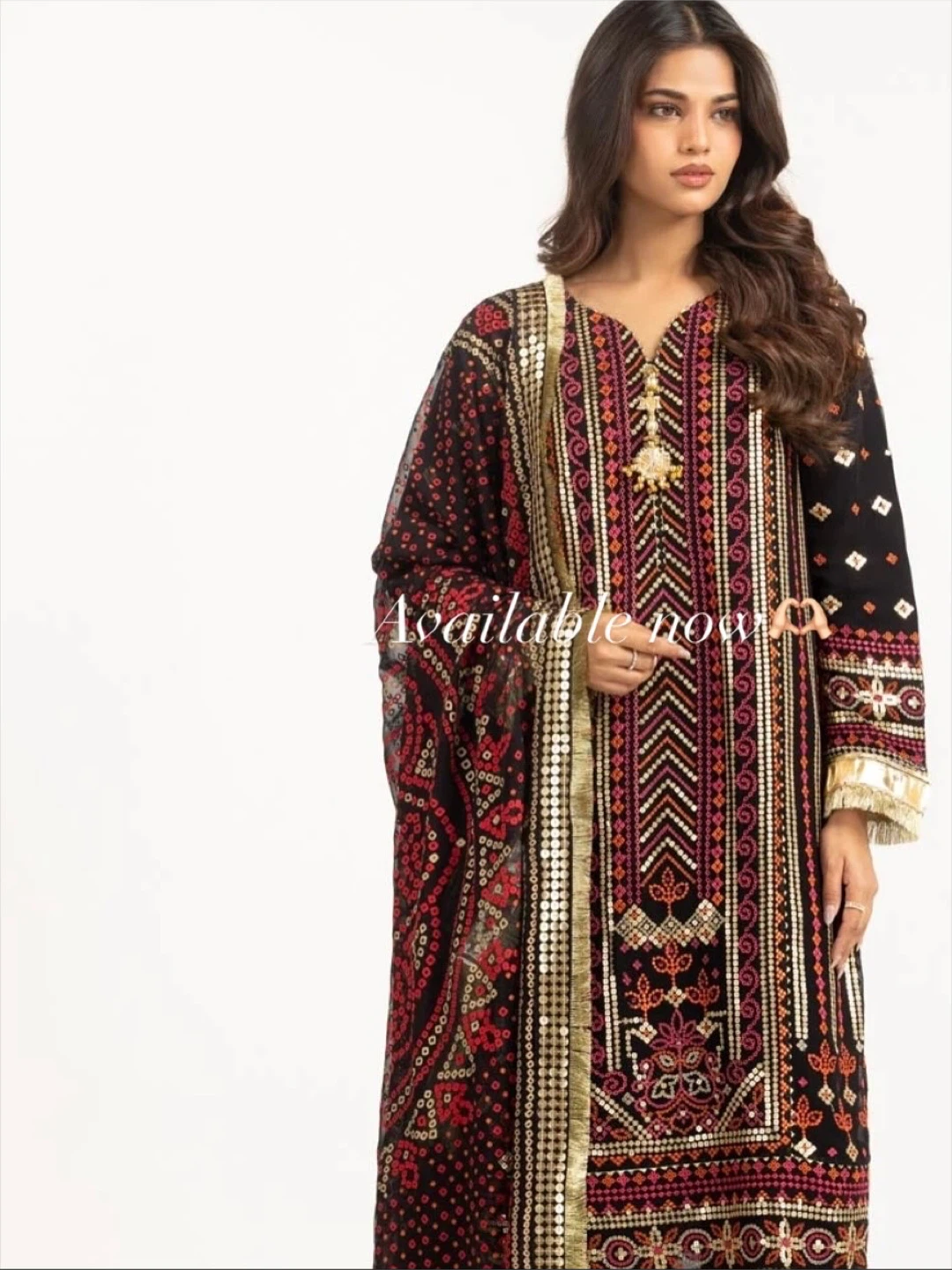 Ideas Black Embroidered fancy 3 piece with tags