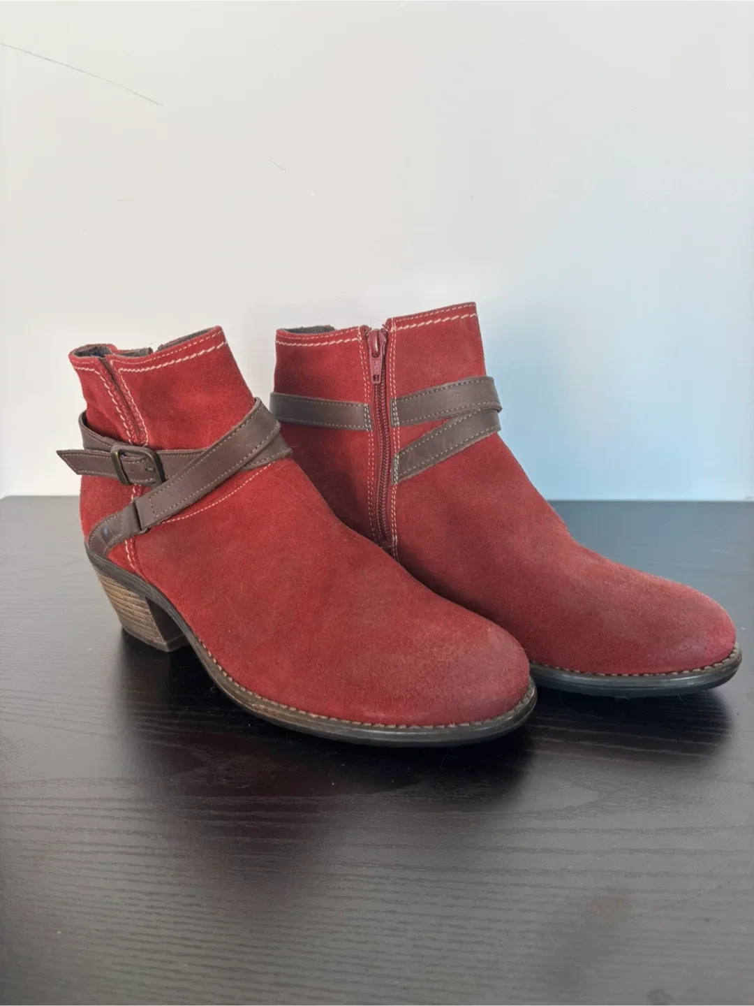 Bos. & Co. Greenville Red Suede Ankle Boots - Size 10 thumbnail