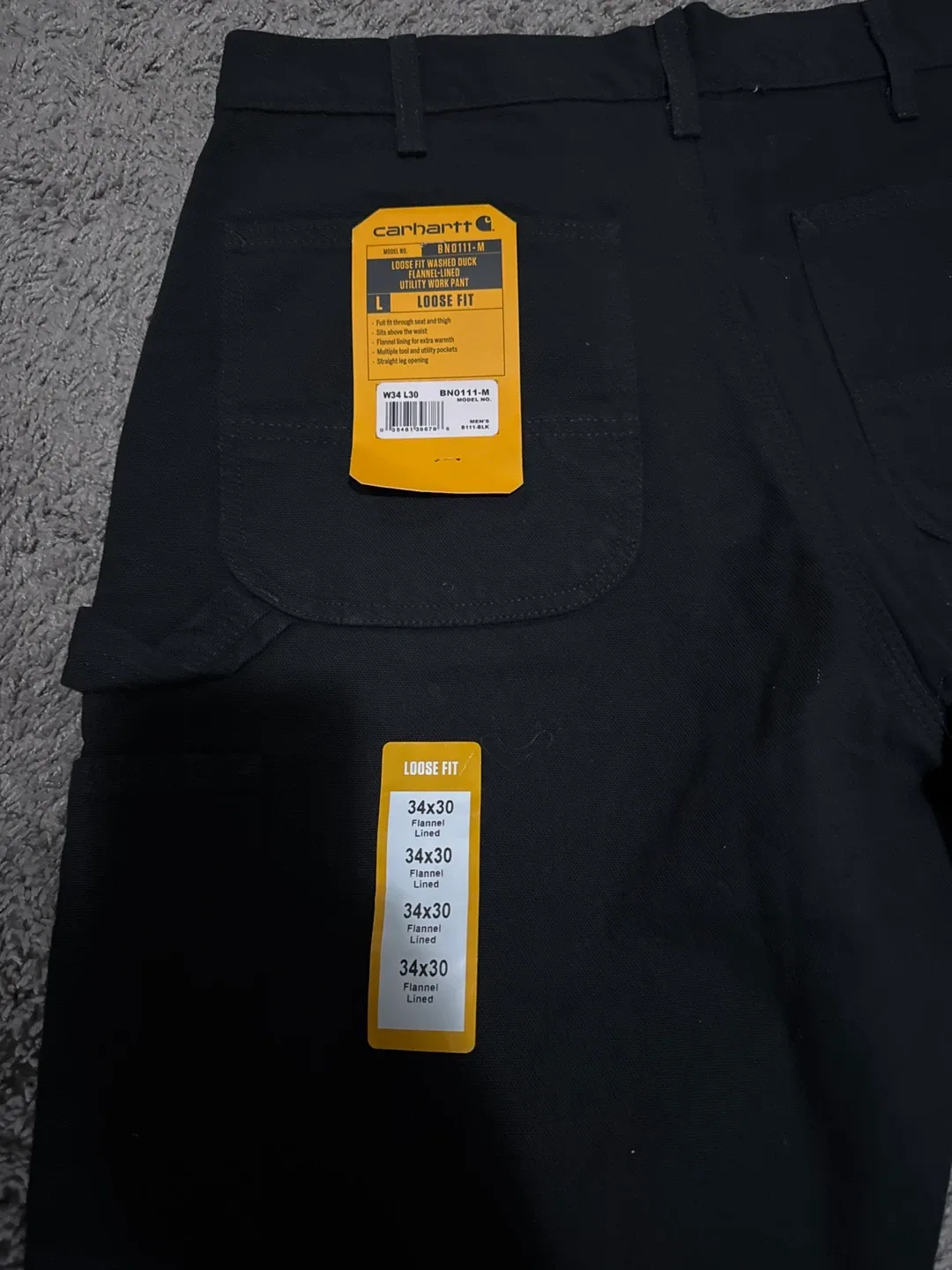 Carhartt BN0111-M Loose Fit Flannel Lined Pants 34x30 image indicator(2)