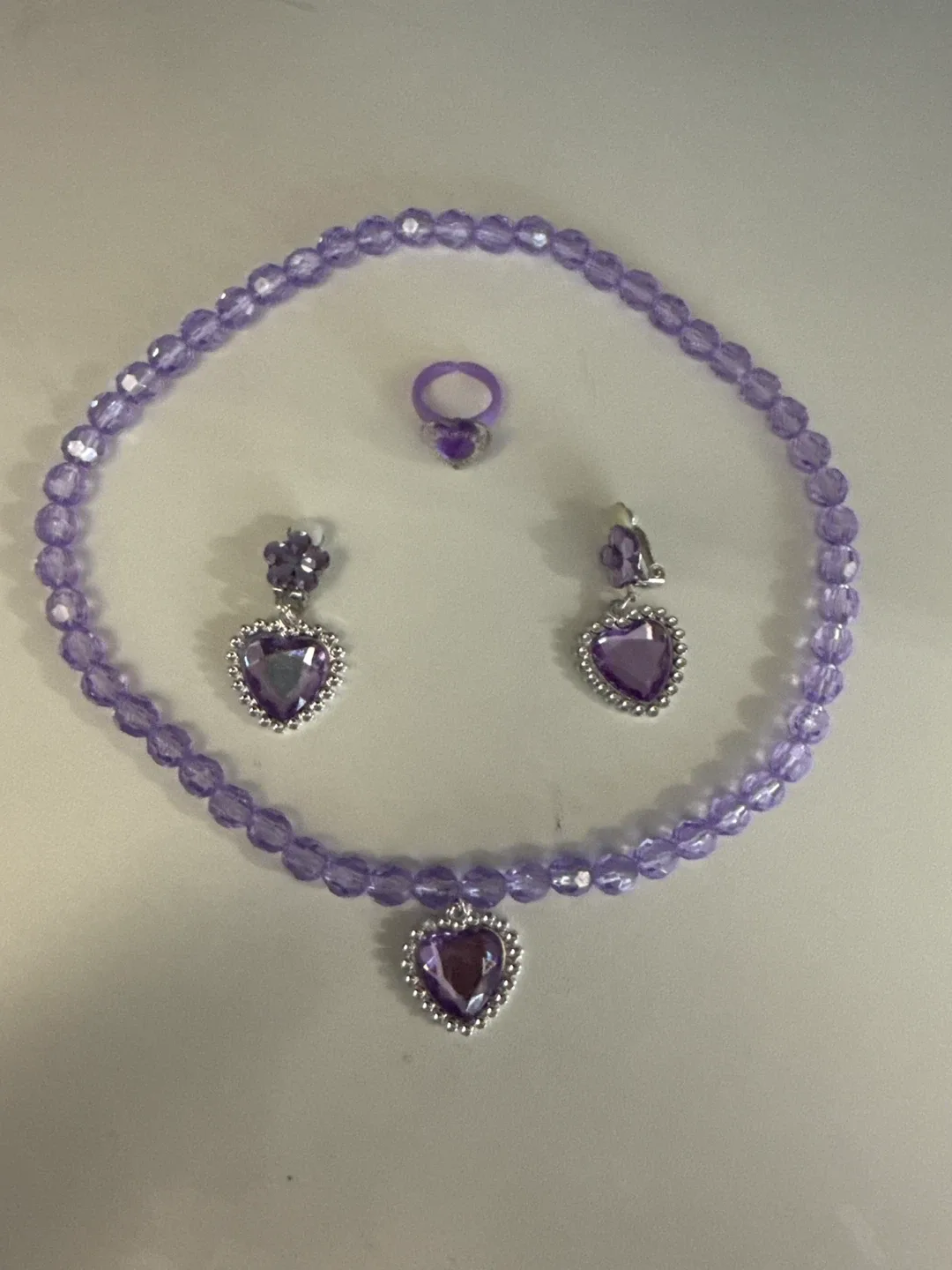Purple Heart Necklace, Earrings & Ring Set image indicator(2)