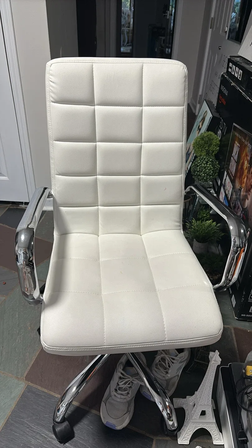 White Faux Leather Office Chair thumbnail