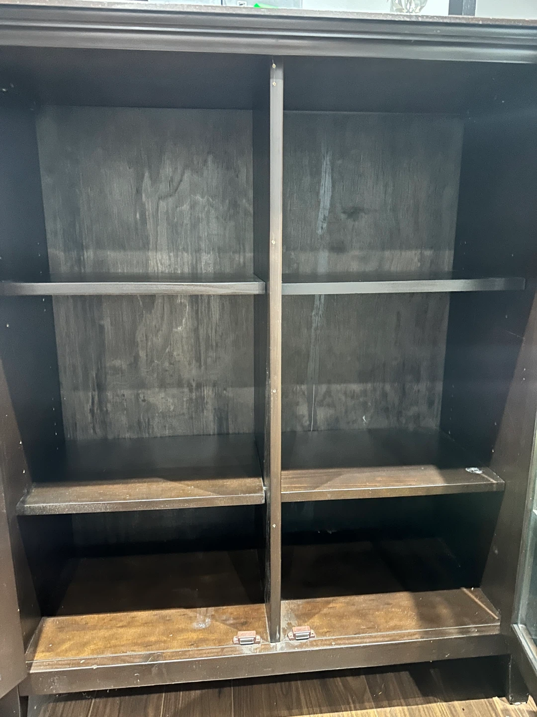 Dark Brown Wooden Cabinet with Glass Doors - photo 3