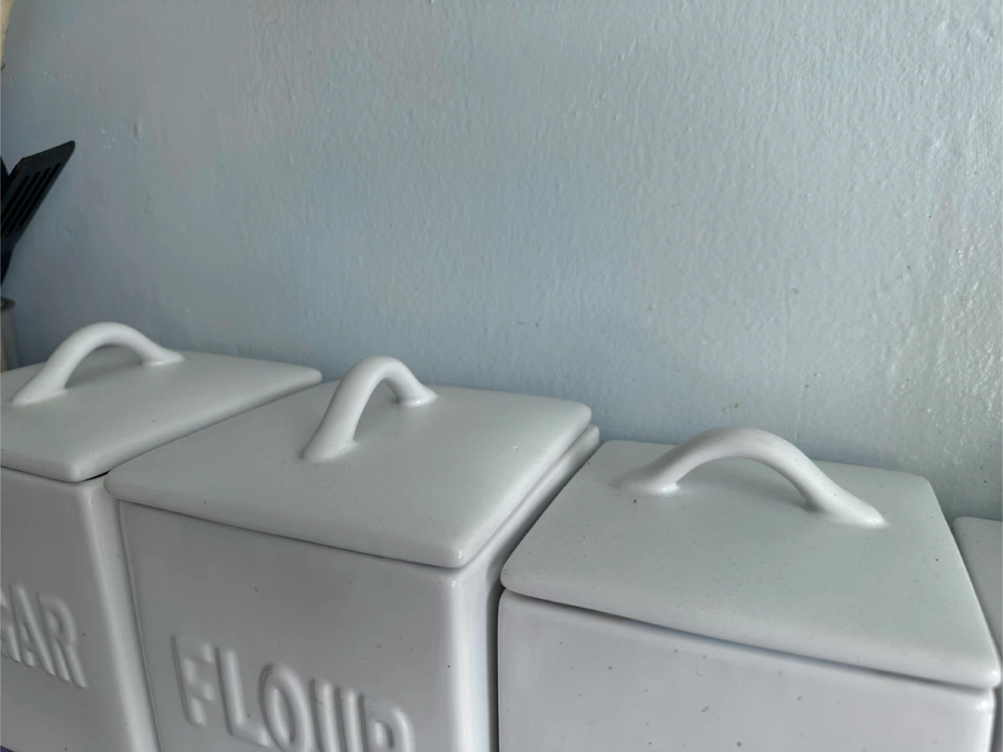 White Ceramic Kitchen Canisters - Sugar, Flour, Coffee, Tea - photo 2