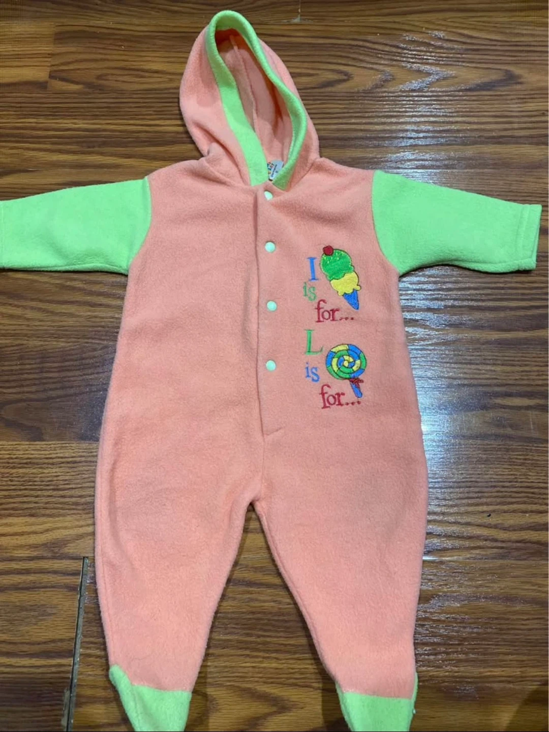 Baby Onesie - Peach & Green - photo 2