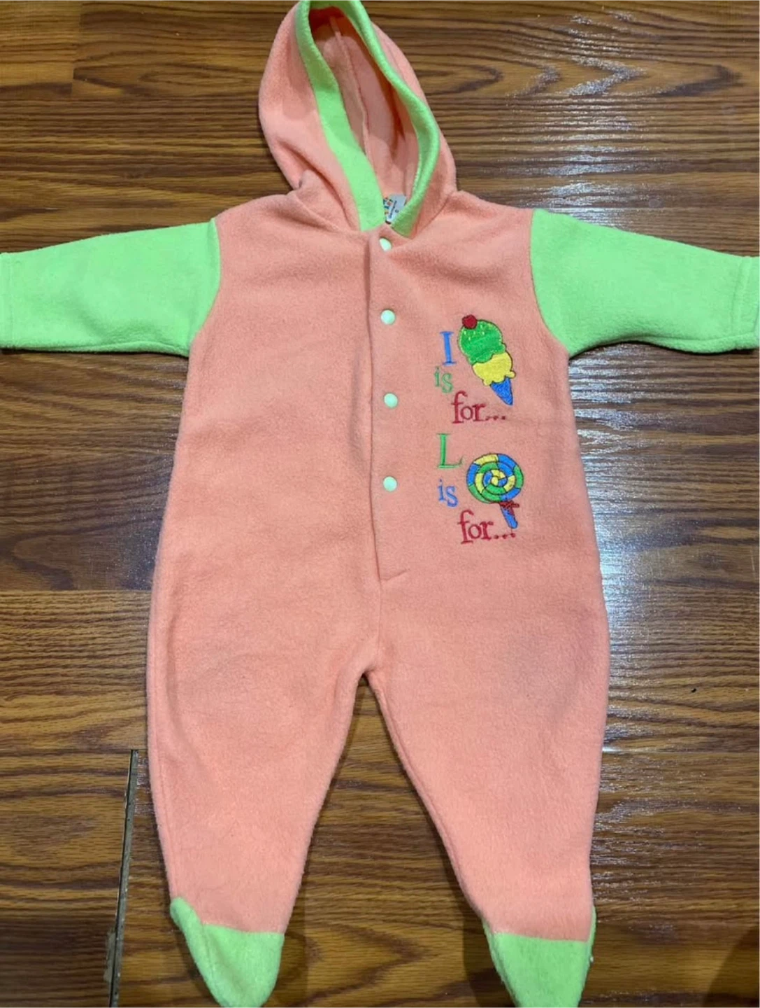 Baby Onesie - Peach & Green