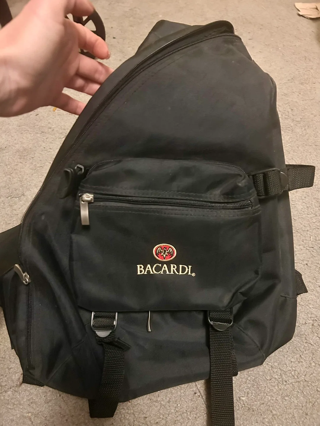 Bacardi Sling Backpack – Black Logo Bag, Like New thumbnail