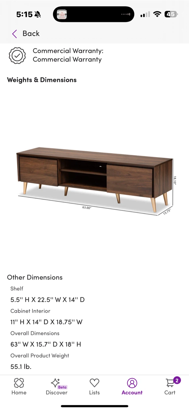 Wayfair Julio TV stand - photo 2