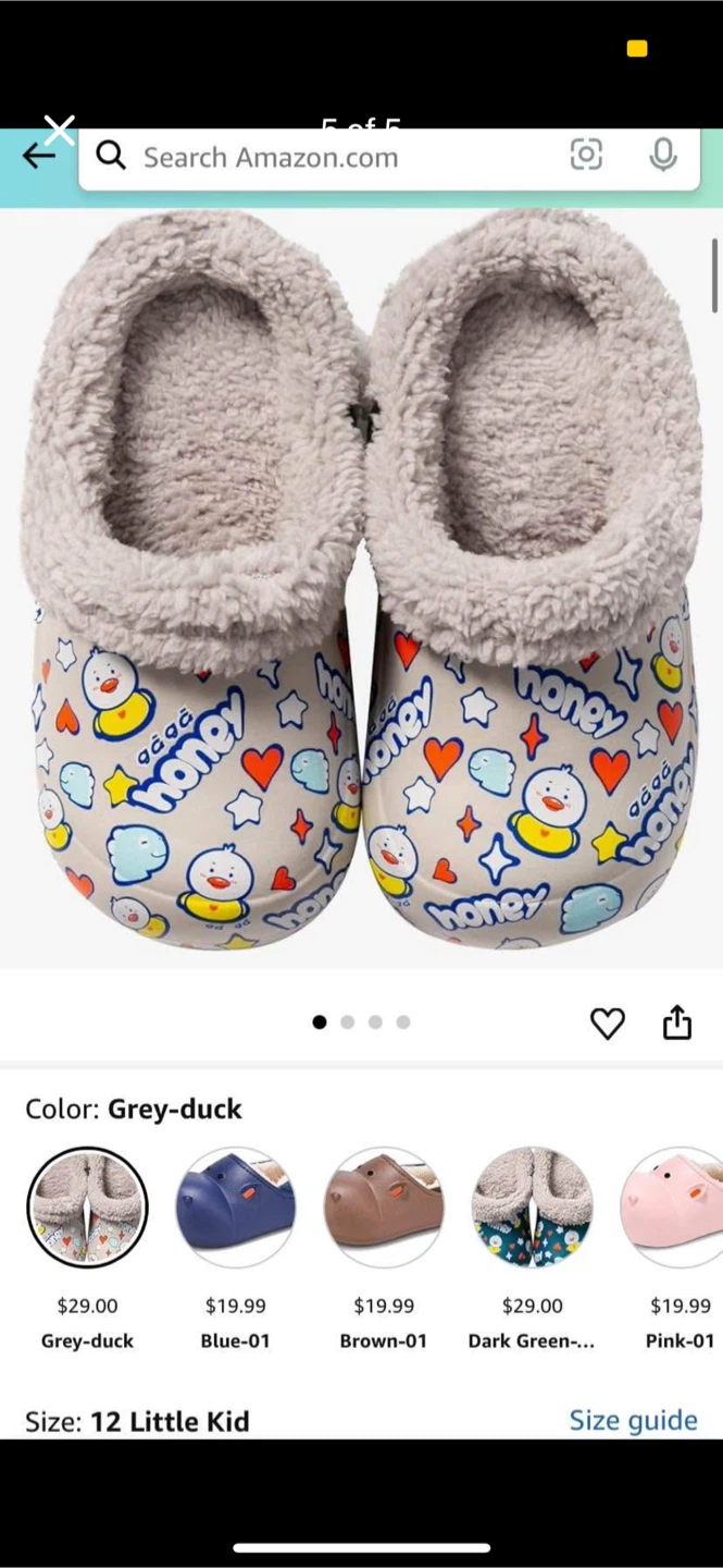 Honey Duck Print Fur Lined Clogs - Size 12 Little Kid - photo 5