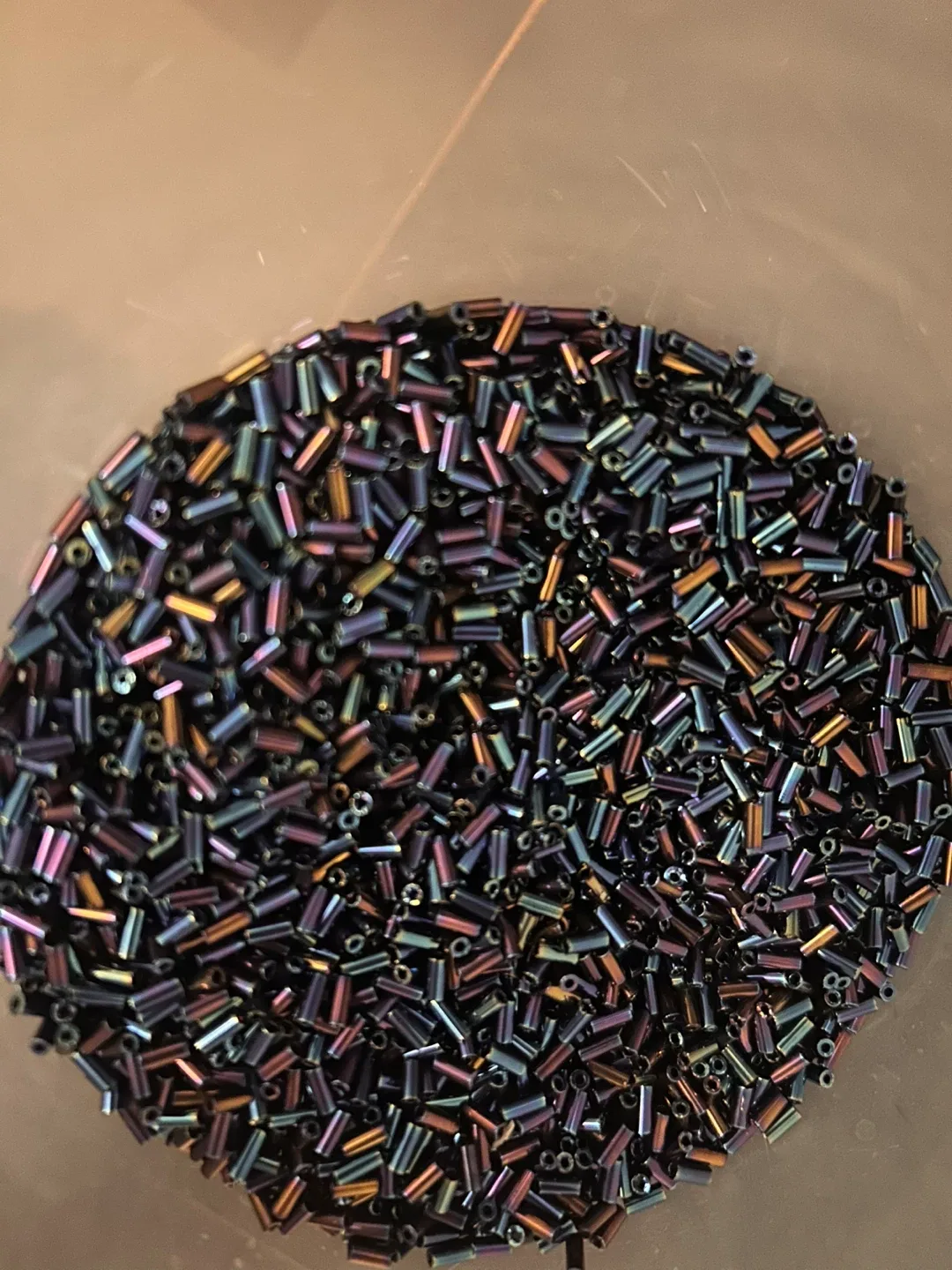 Iridescent Glass Bugle Beads – Rainbow Metallic Craft Tube thumbnail