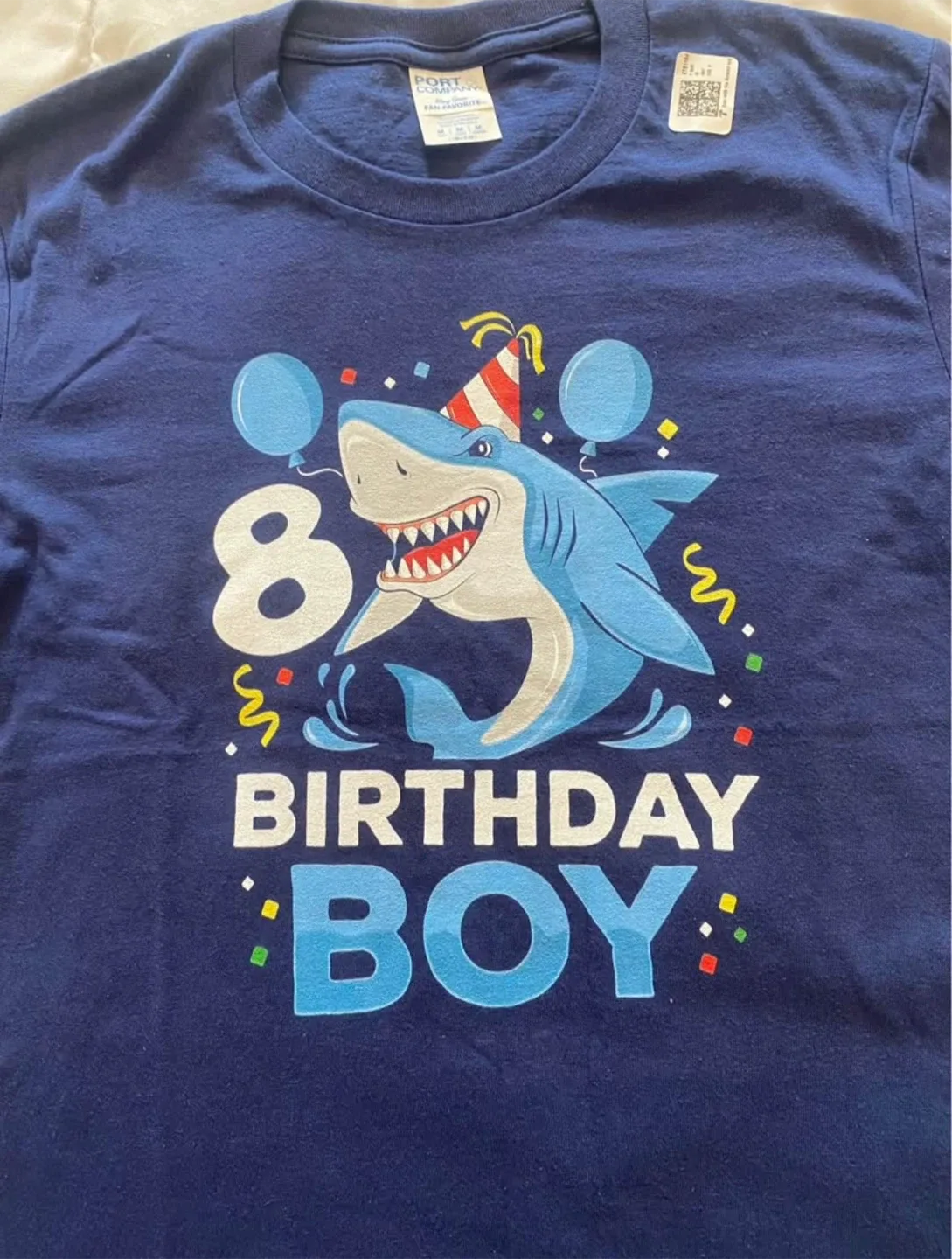PORT & COMPANY Birthday Boy Shark T-Shirt, Size M image indicator(4)
