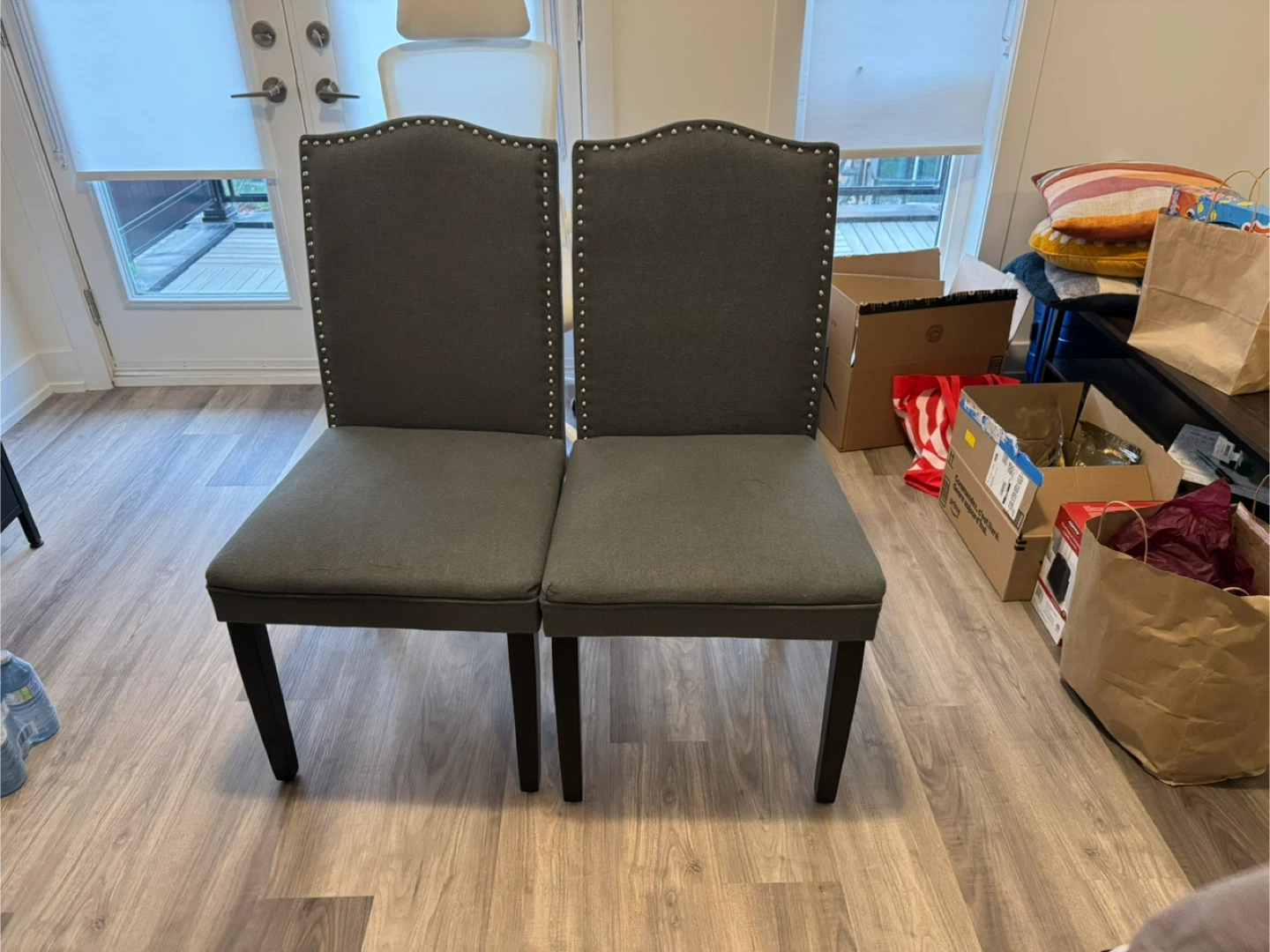 Set of 2 Grey Dining Chairs