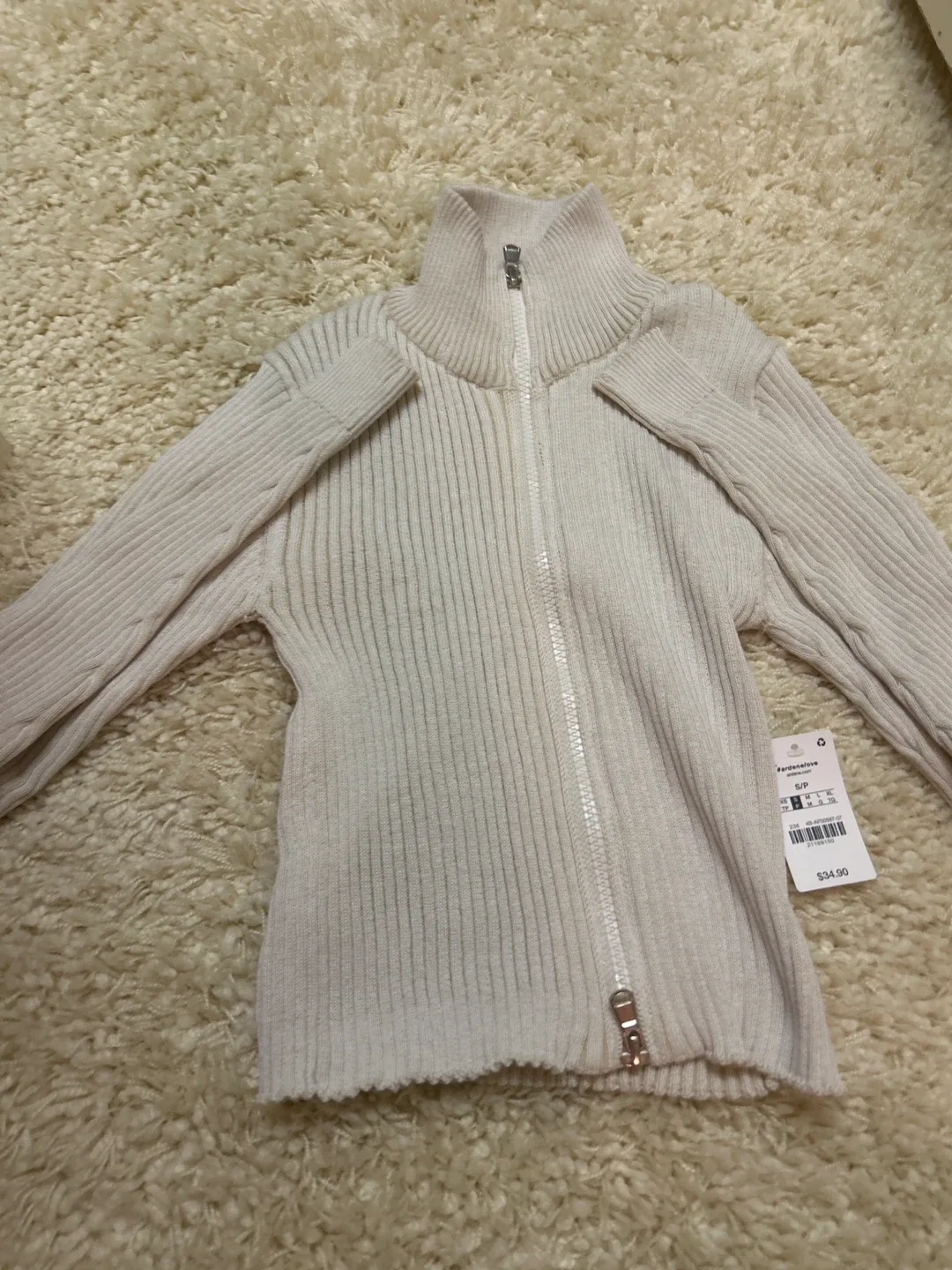 Ardene Ribbed Zip-Up Sweater - Size S image indicator(3)