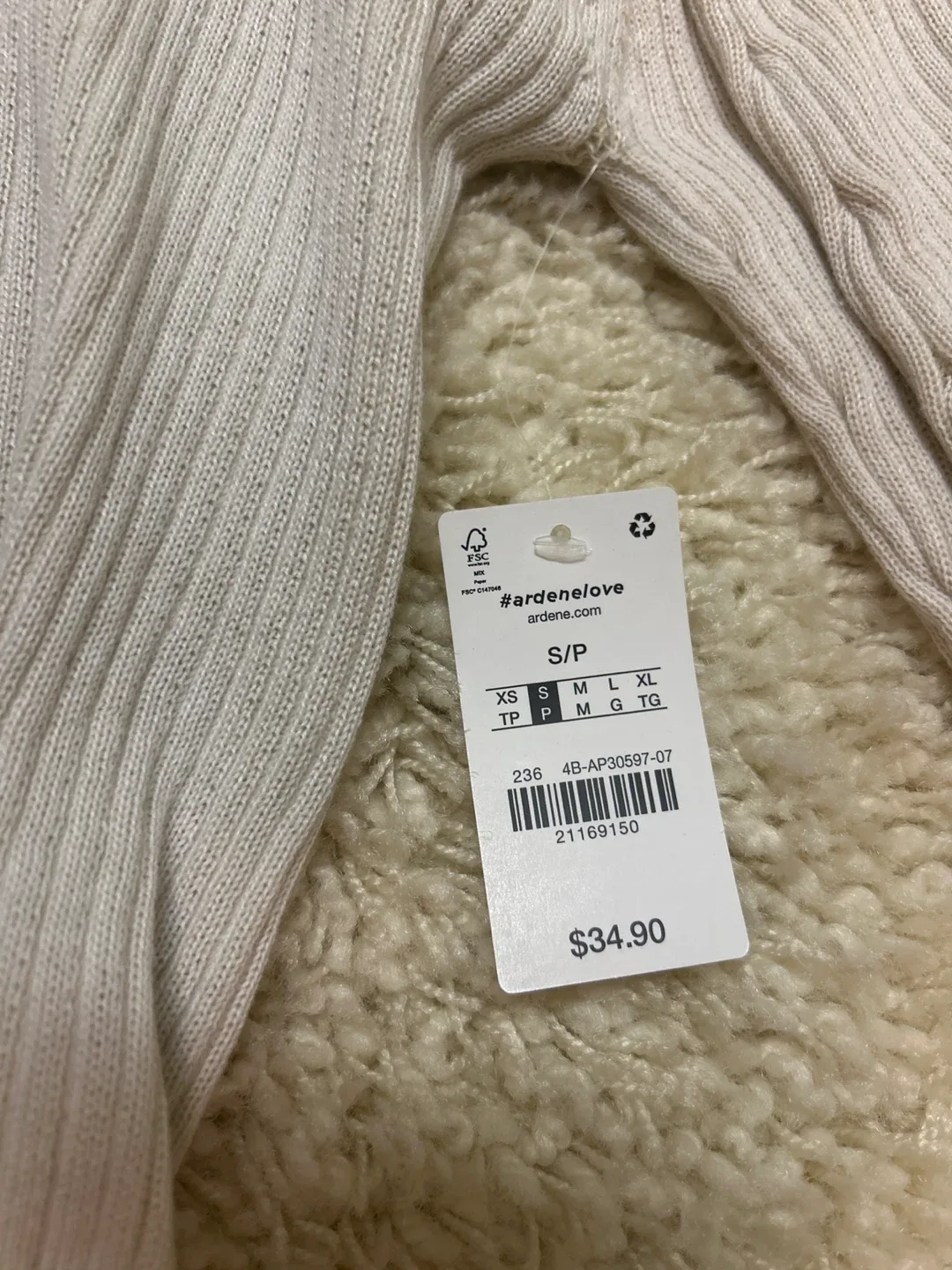 Ardene Ribbed Zip-Up Sweater - Size S image indicator(2)