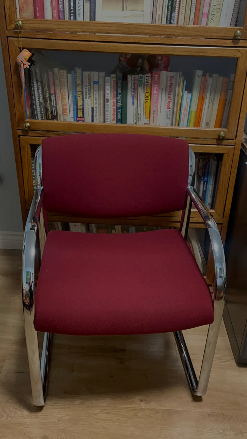 Red Office Chair with Chrome Frame - photo 2