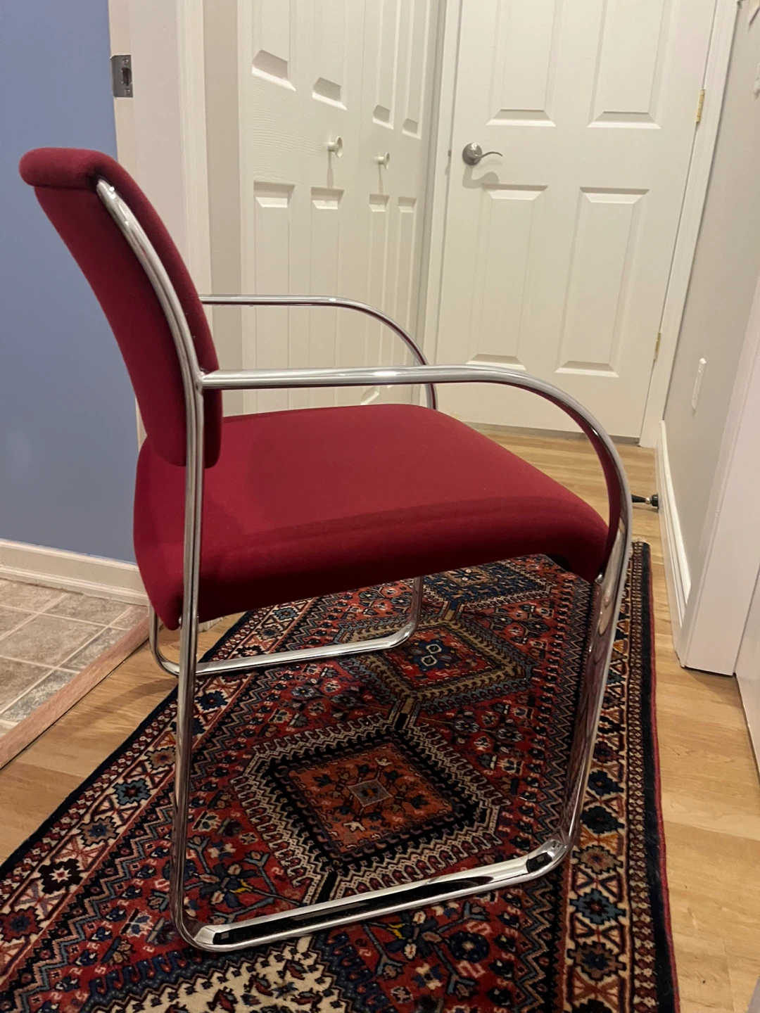 Red Office Chair with Chrome Frame - photo 4