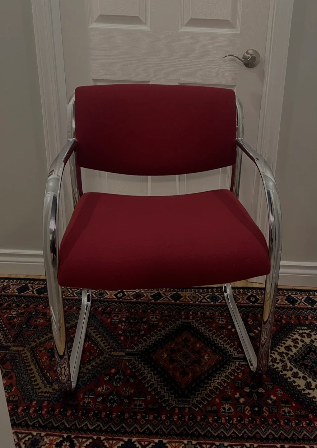 Red Office Chair with Chrome Frame image indicator(7)