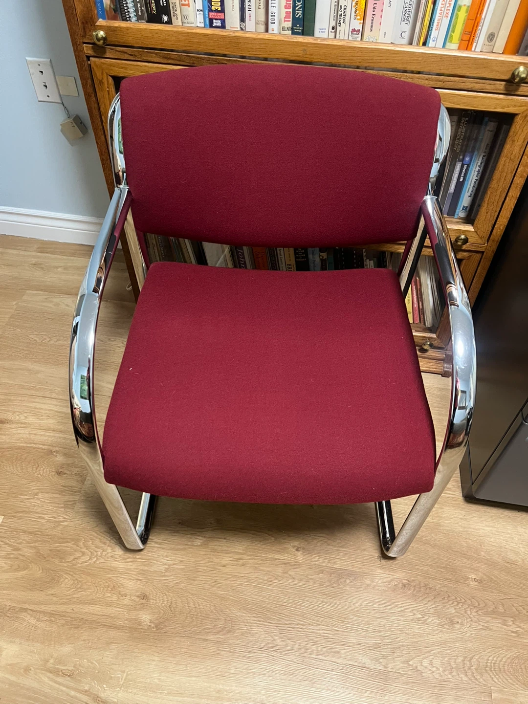 Red Office Chair with Chrome Frame