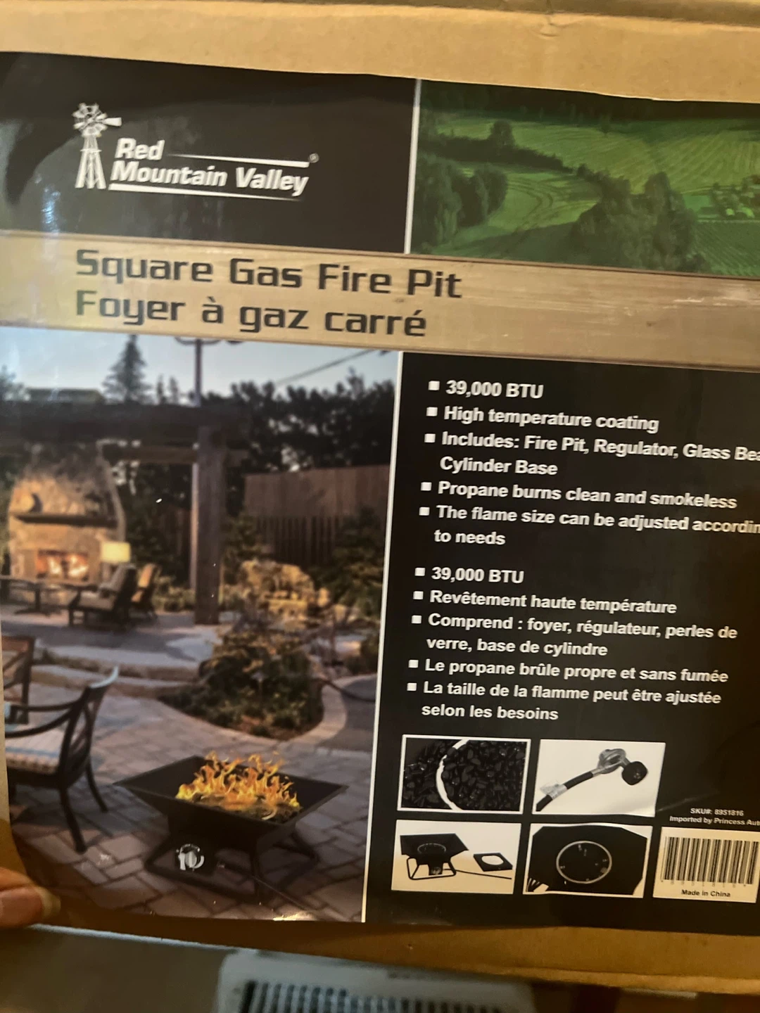 Red Mountain Valley Square Gas Fire Pit