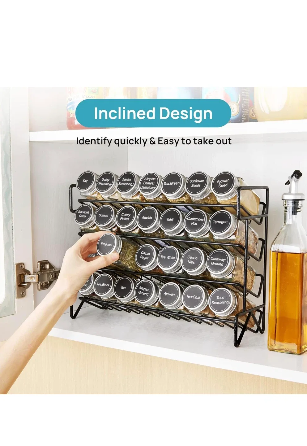 Vtopmart 4-Tier Spice Rack Organizer w/ 28 Jars image indicator(5)