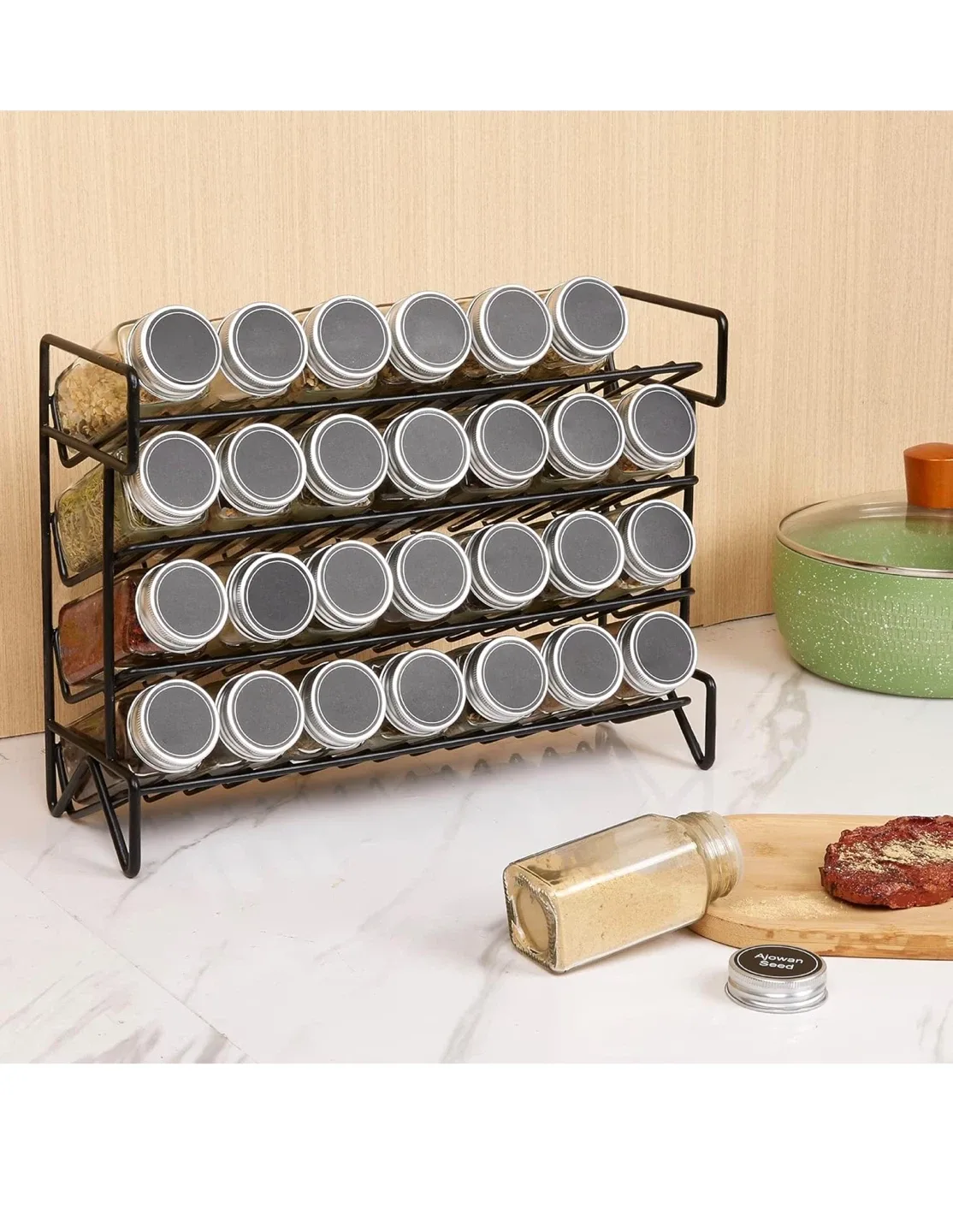 Vtopmart 4-Tier Spice Rack Organizer w/ 28 Jars image indicator(2)