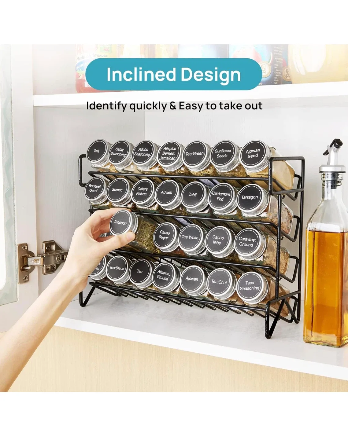 Vtopmart 4-Tier Spice Rack Organizer w/ 28 Jars image indicator(6)