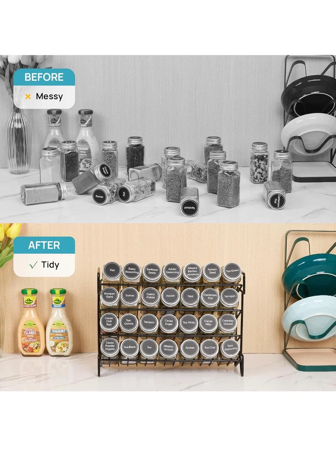 Vtopmart 4-Tier Spice Rack Organizer w/ 28 Jars image indicator(4)