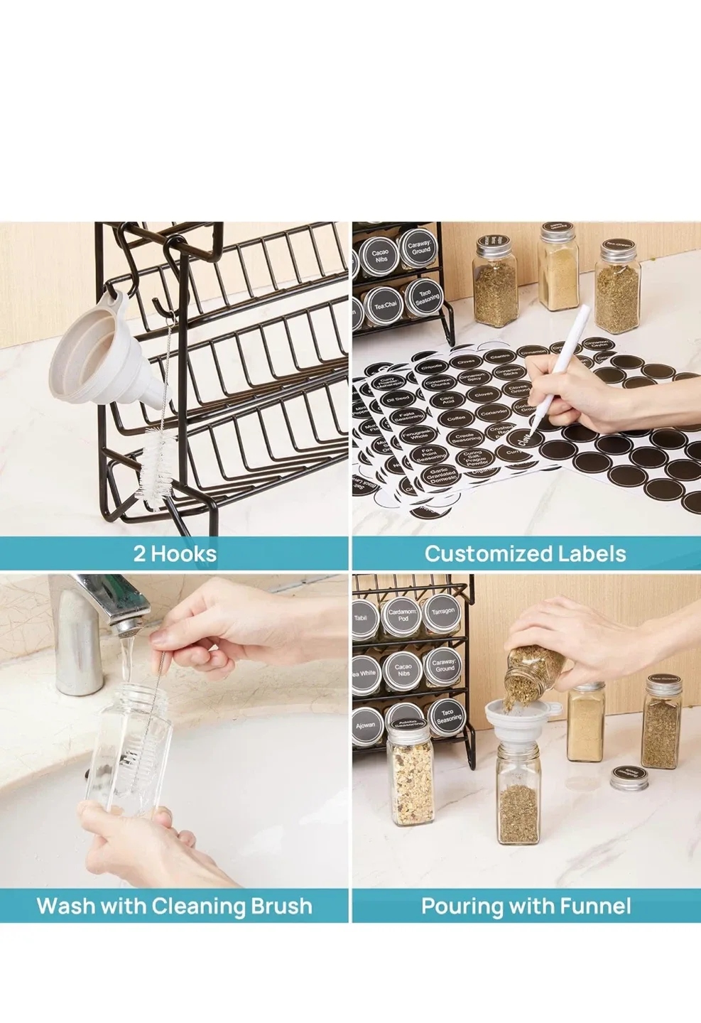 Vtopmart 4-Tier Spice Rack Organizer w/ 28 Jars image indicator(7)