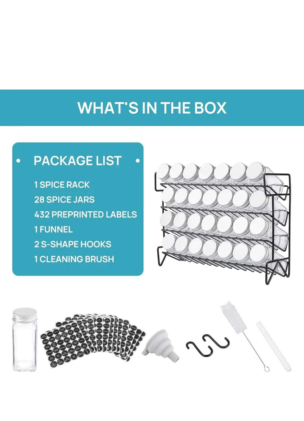 Vtopmart 4-Tier Spice Rack Organizer w/ 28 Jars image indicator(9)
