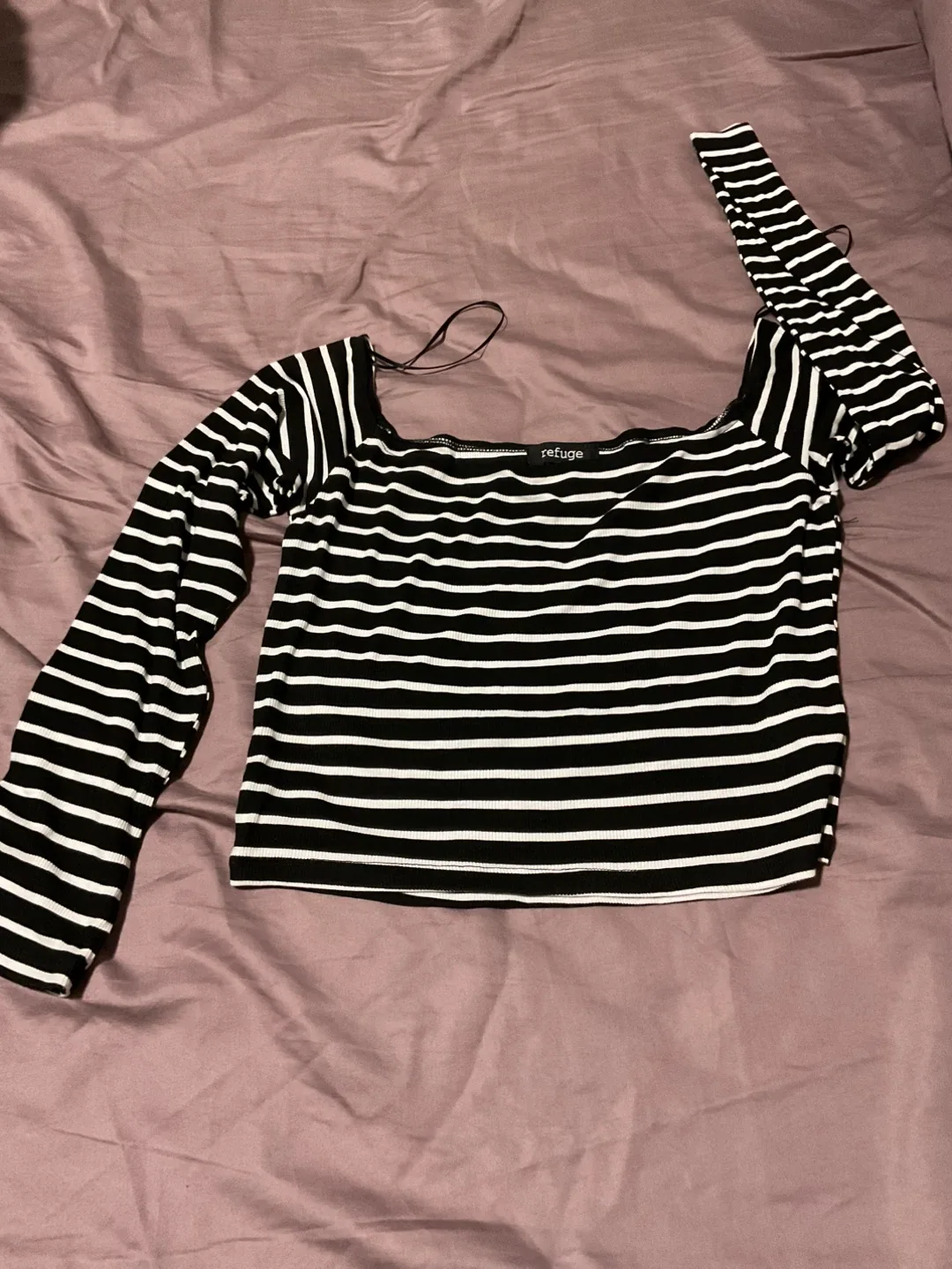 Refuge Black & White Striped Long Sleeve Top thumbnail