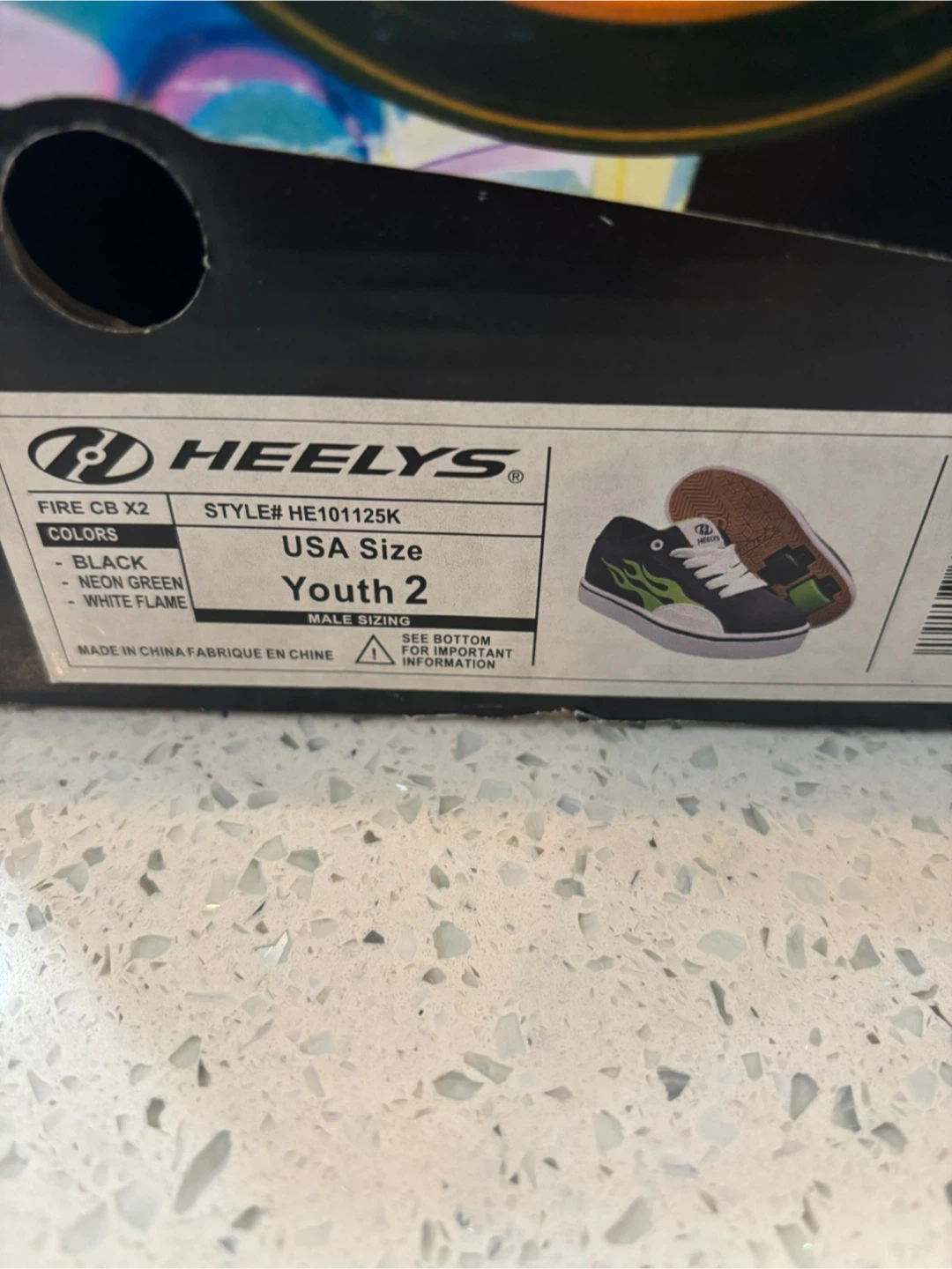 Heelys Fire CB X2 Youth Size 2 - Black/Neon Green - photo 3