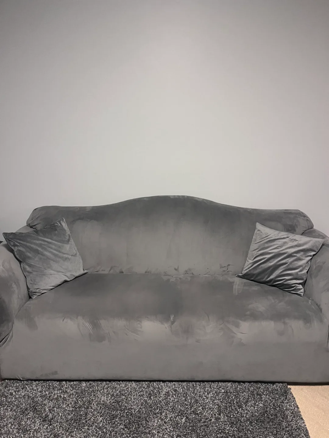 Loveseat Sofa & Grey Velvet Sofa Cover image indicator(4)
