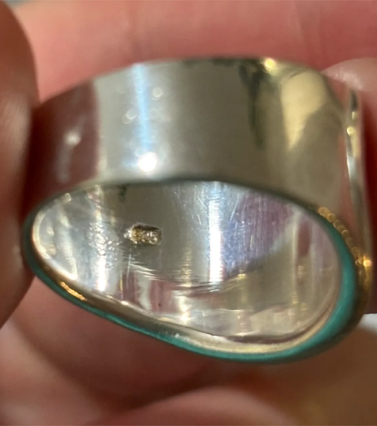 Turquoise & 925 Silver Ring, size 6.5 but fits 7! image indicator(3)