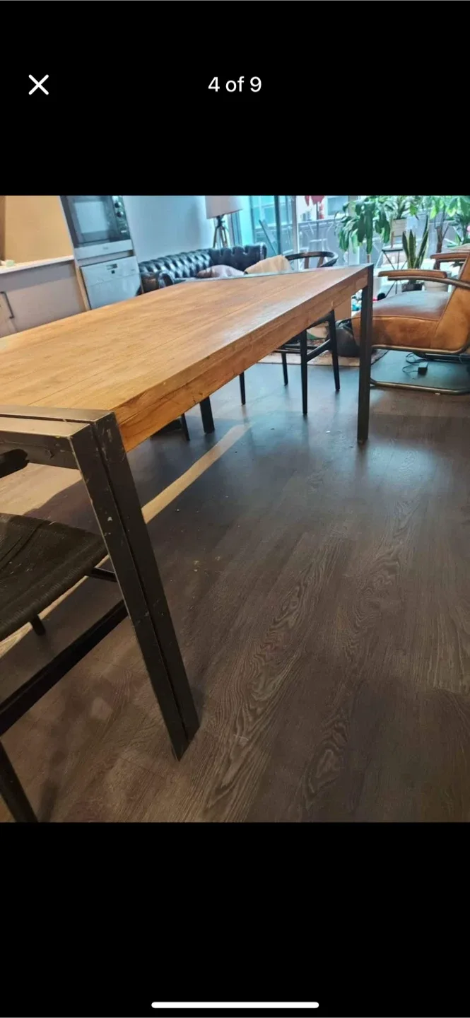 CB2 Wooden Dining Table with Metal Frame image indicator(4)