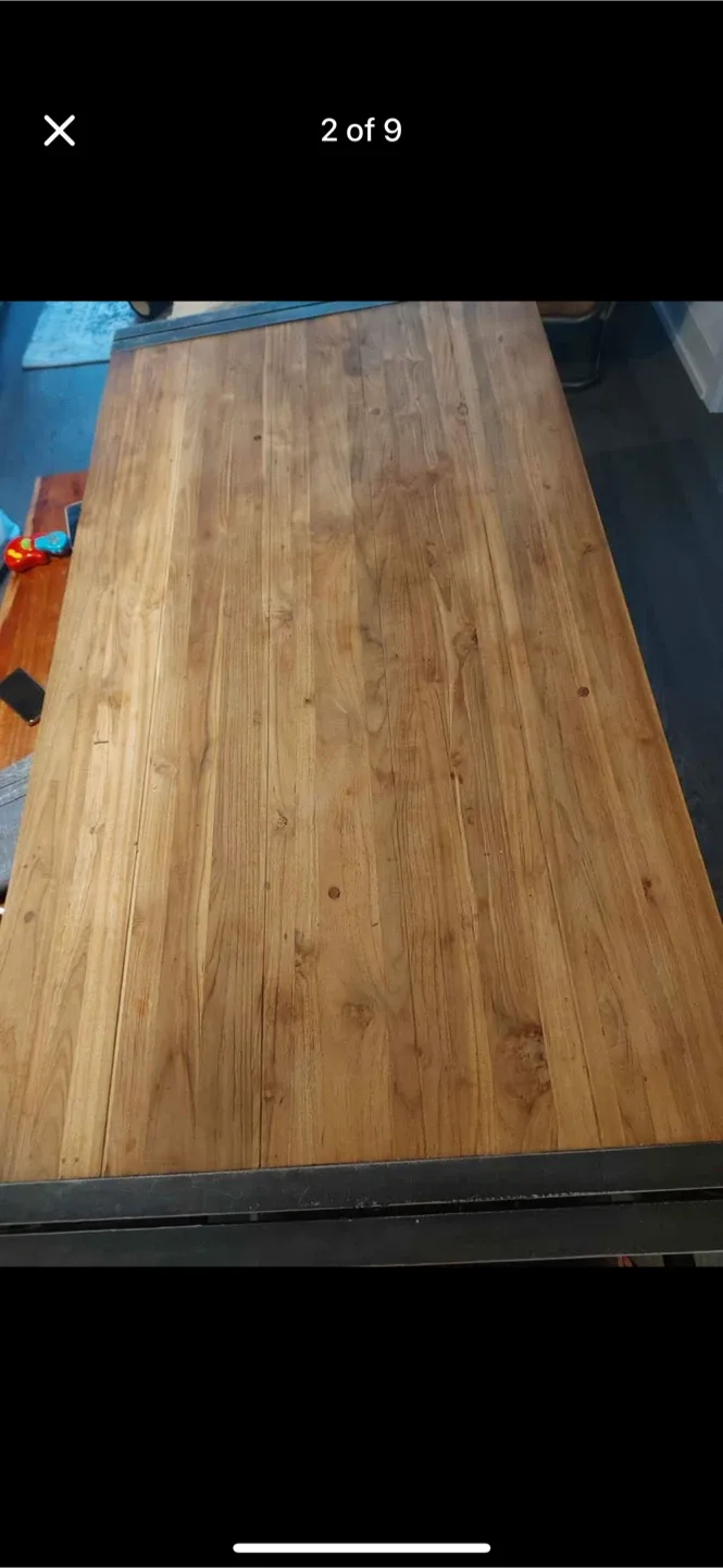 CB2 Wooden Dining Table with Metal Frame image indicator(2)