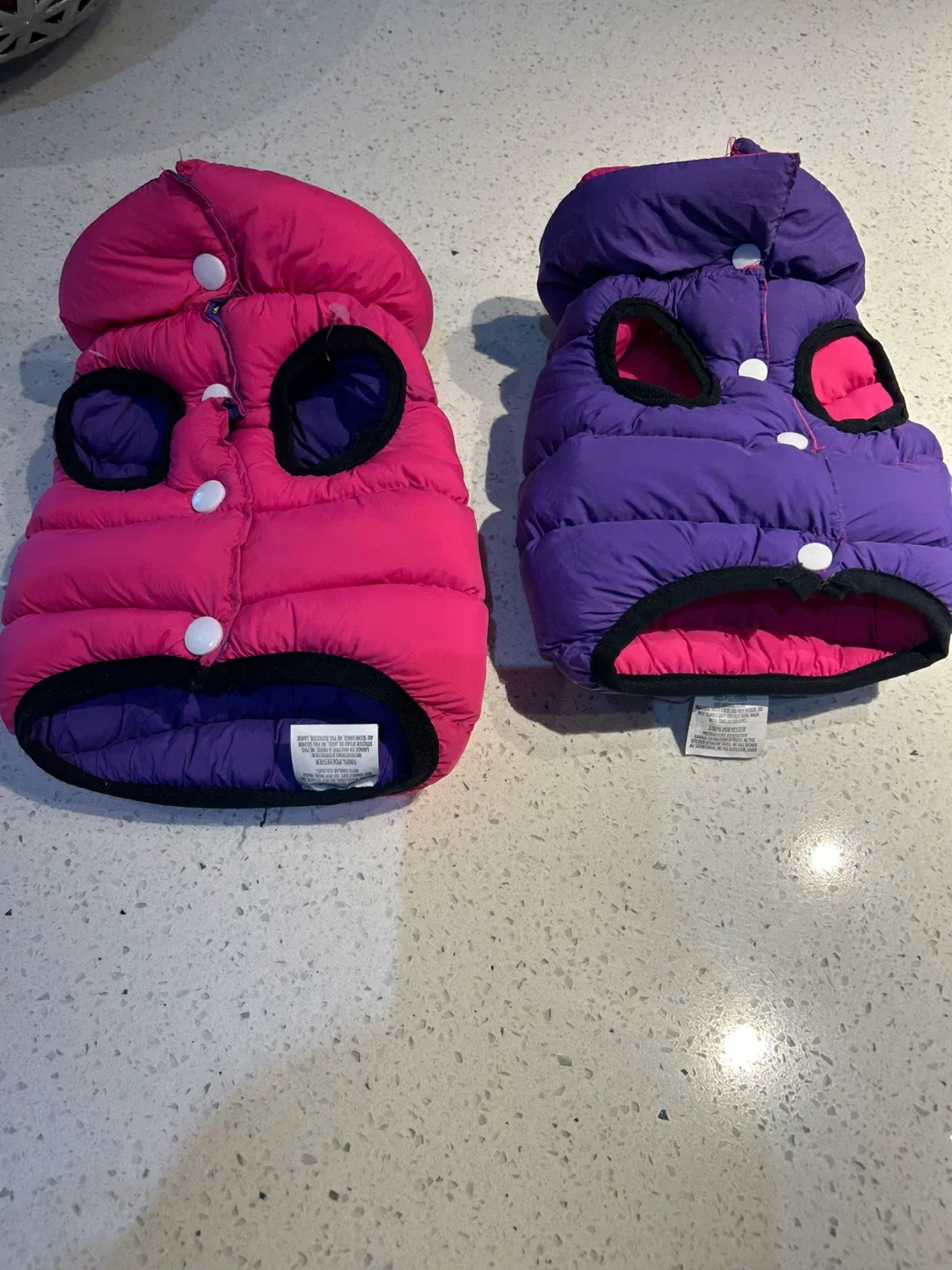 Dog Puffer Vest - Pink & Purple, Size Small