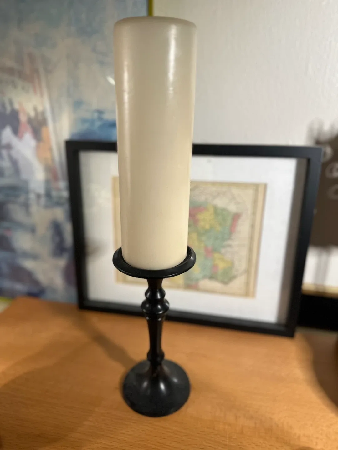 Black Metal Candle Holders - Set of Two with Pillar Candles image indicator(2)