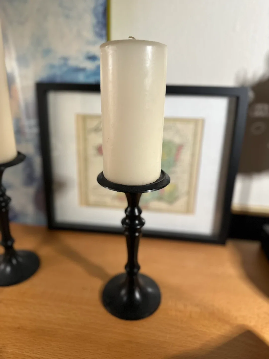Black Metal Candle Holders - Set of Two with Pillar Candles image indicator(3)