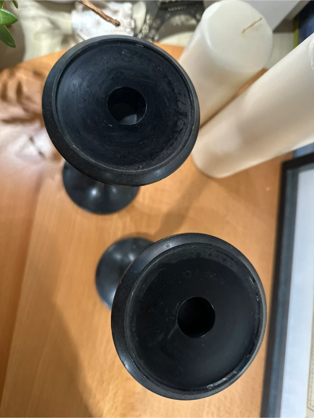 Black Metal Candle Holders - Set of Two with Pillar Candles image indicator(6)