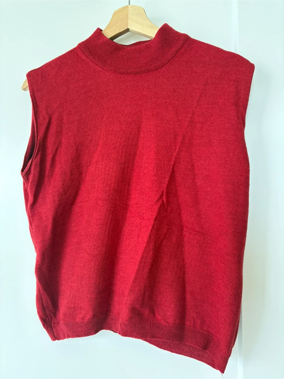 Wool Red Sleeveless Mock Neck Top image indicator(2)