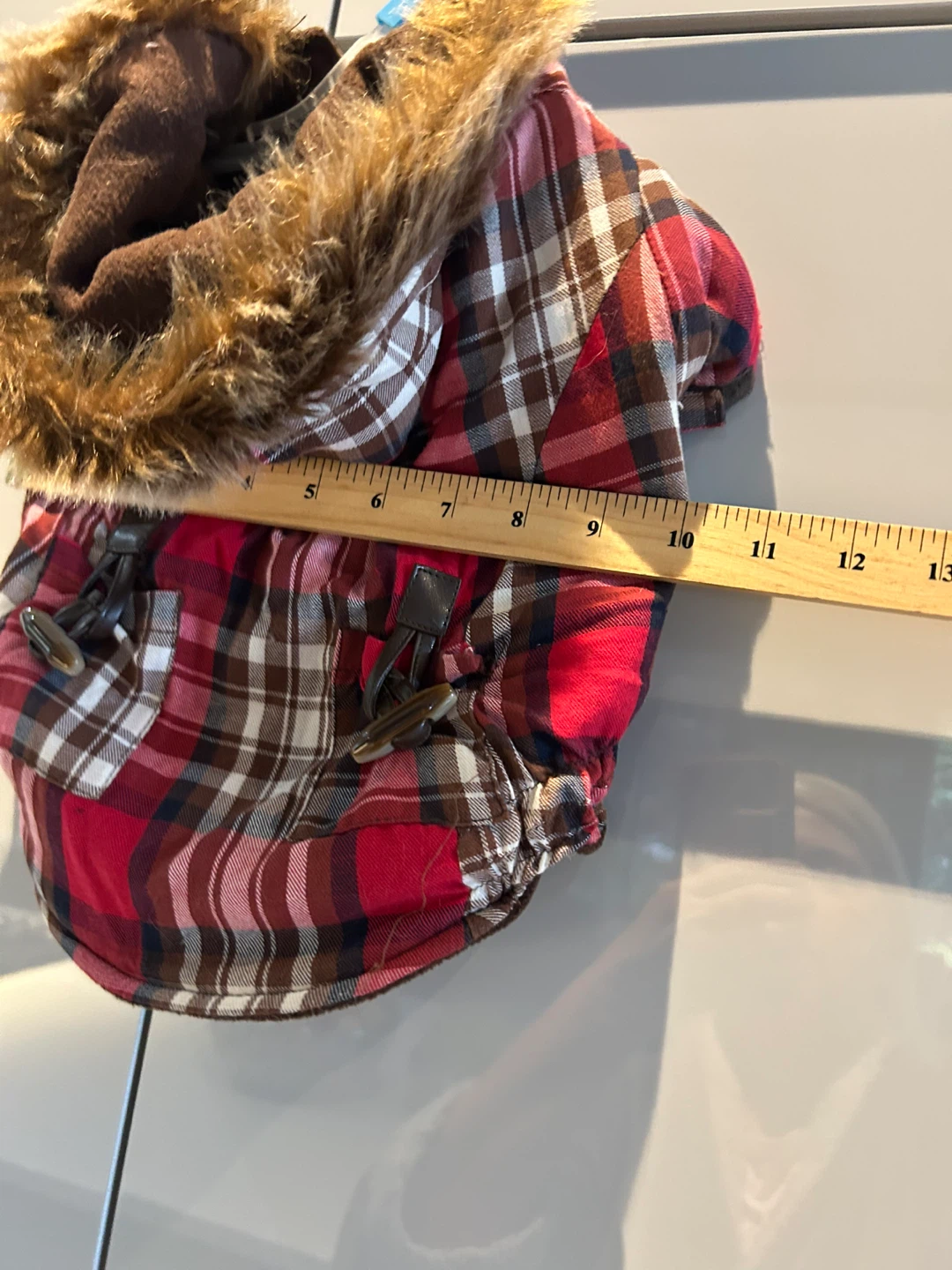 Dog coat, size medium, red plaid - photo 5