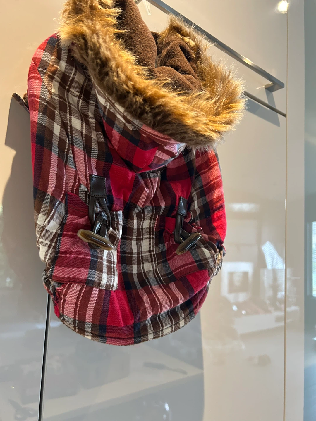 Dog coat, size medium, red plaid - photo 2