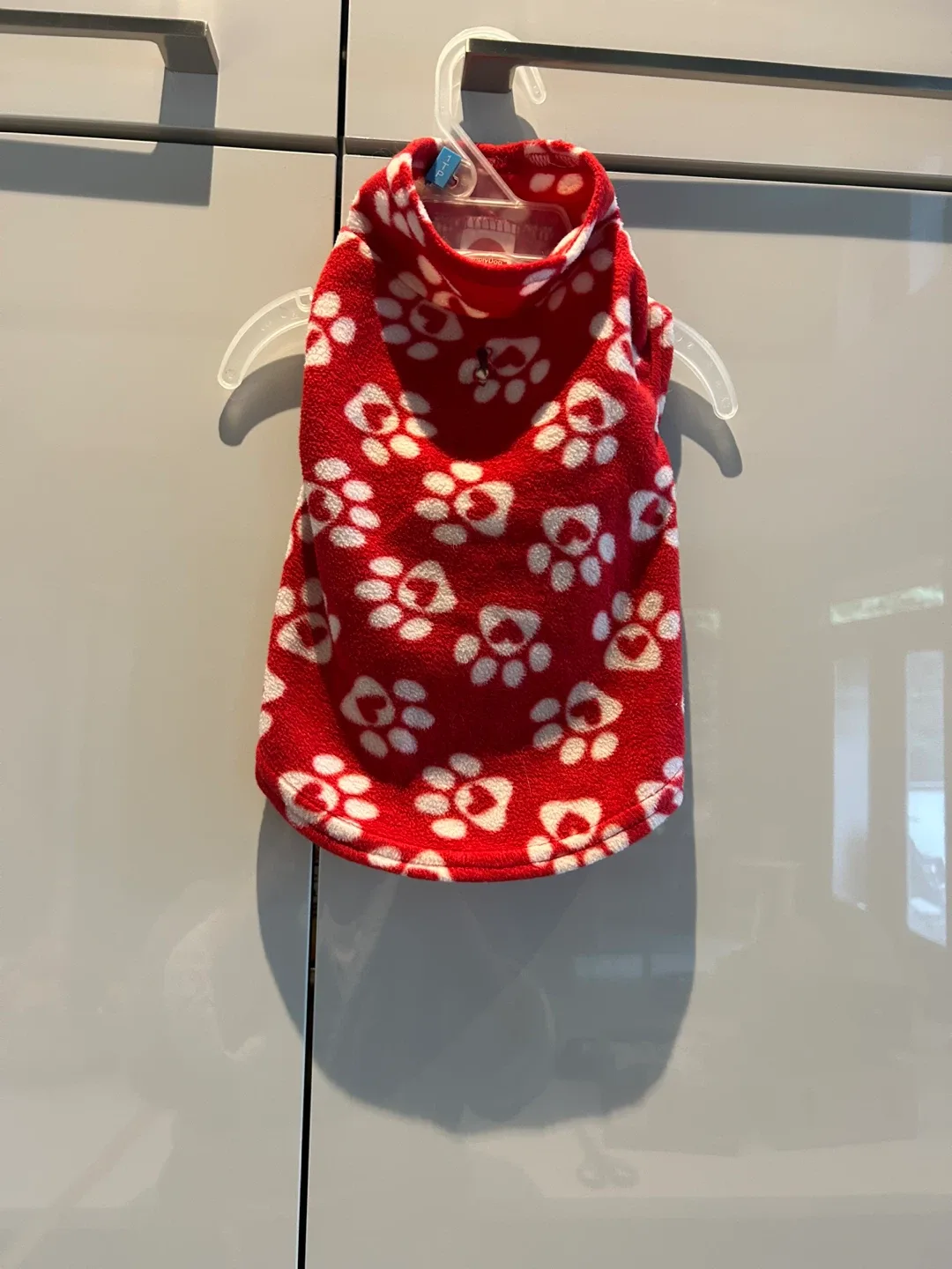 SimplyDog Red Paw Print Dog Hoodie, Size Small