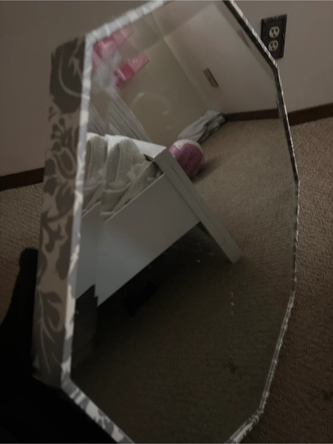 Octagon Mirror with Floral Frame - photo 2