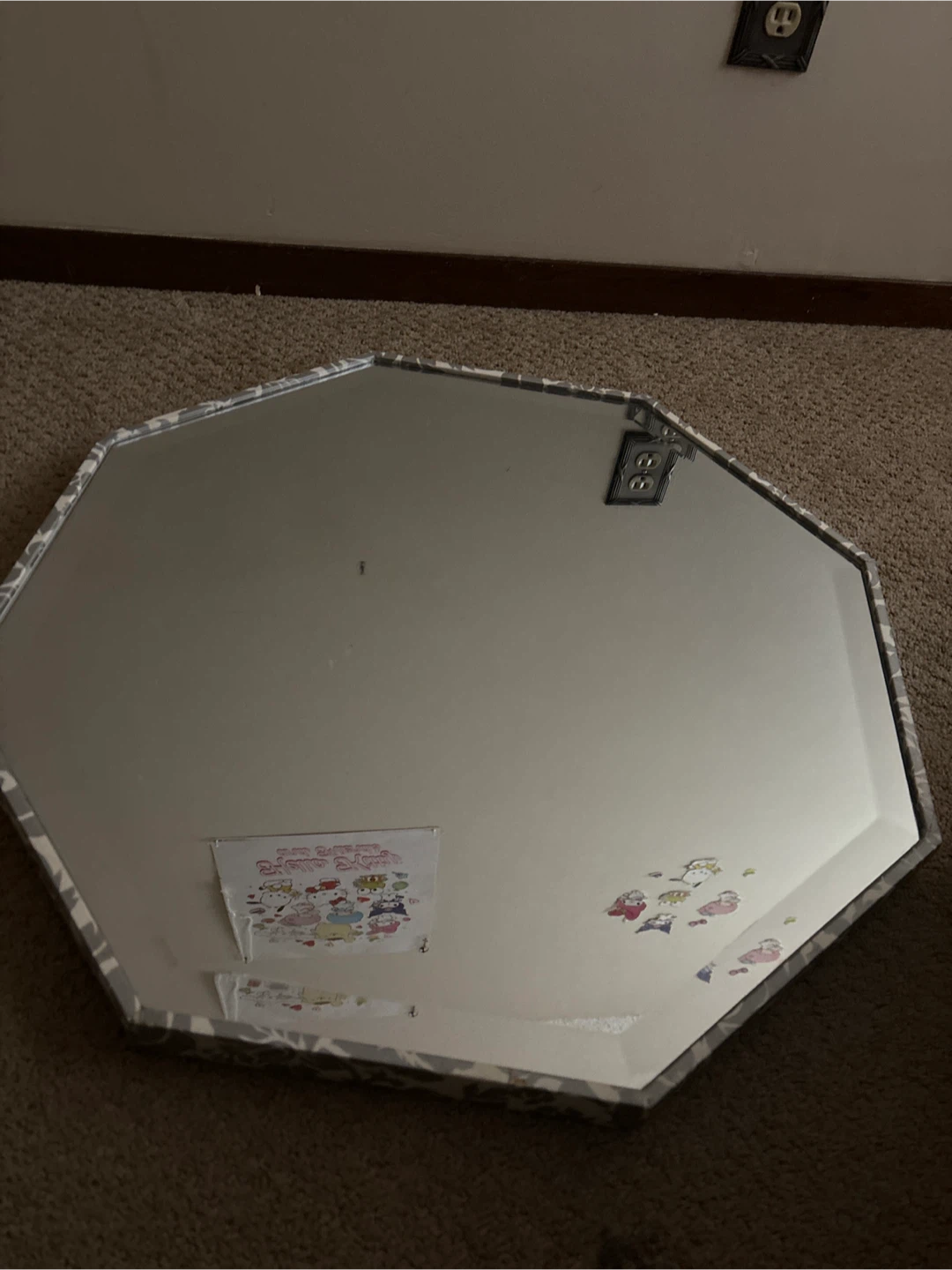 Octagon Mirror with Floral Frame